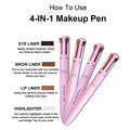 4-in-1 Beauty Makeup Pen – Long-Lasting Waterproof Eyebrow, Eyeliner, Lip Liner & Highlight Pencil