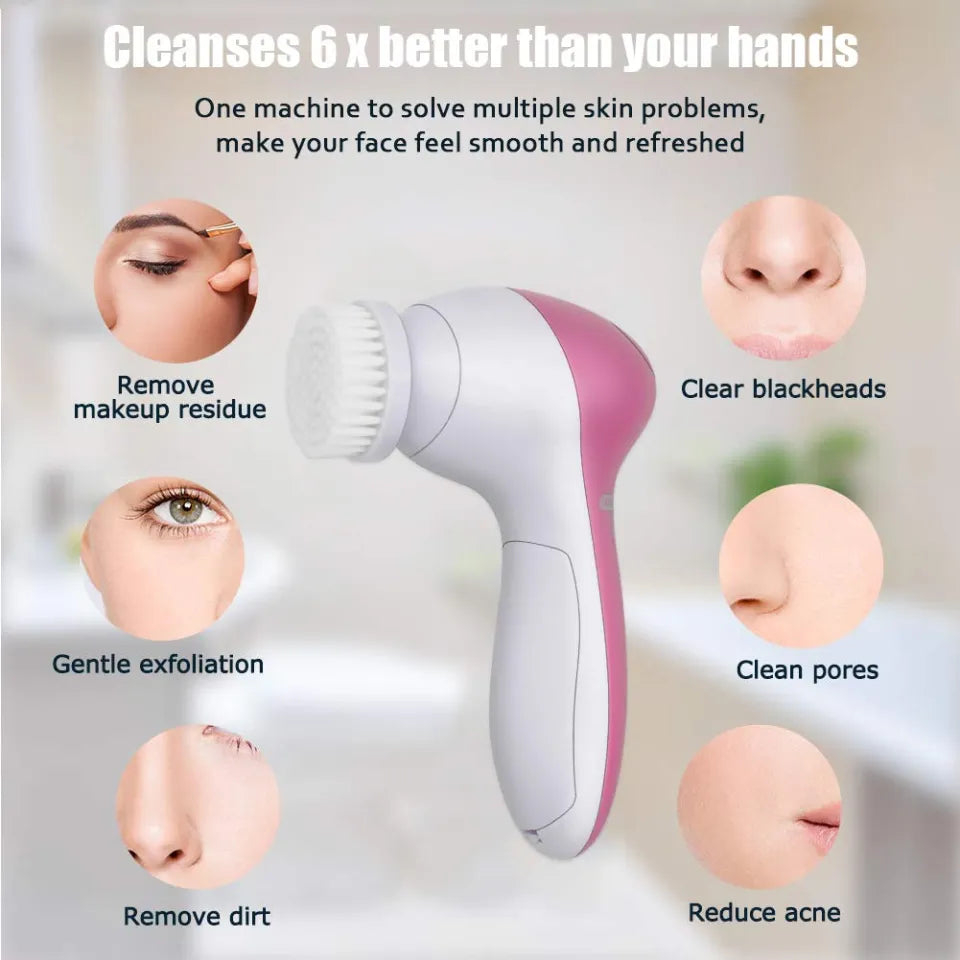 5-in-1 Electric Face Cleanser and Massaging Brush – Deep Pore Cleansing, Exfoliating & Beauty Care Tool