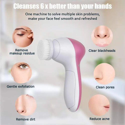 5-in-1 Electric Face Cleanser and Massaging Brush – Deep Pore Cleansing, Exfoliating & Beauty Care Tool