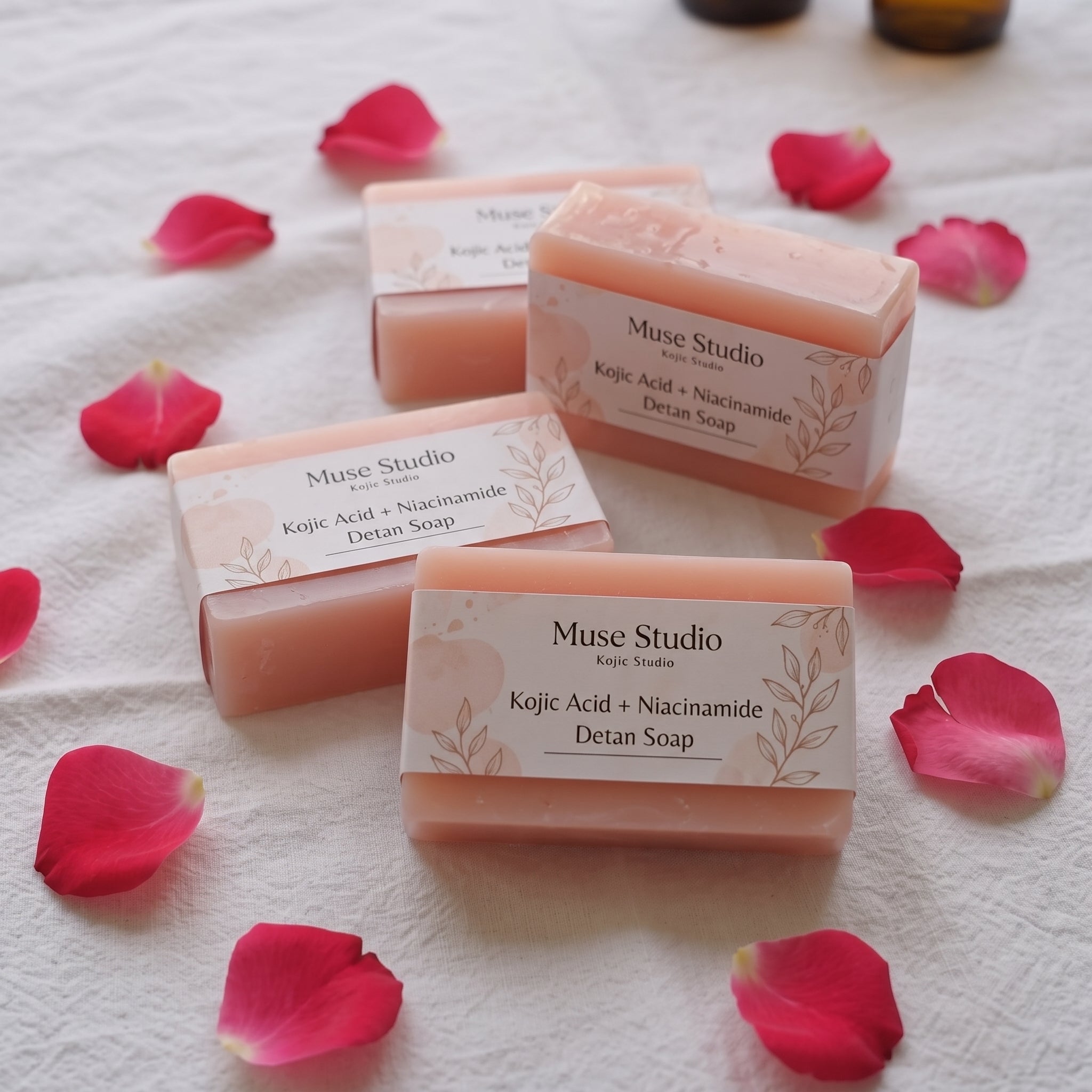 Muse Studio Kojic Acid + Niacinamide Detan Soap – Rose Infused | Buy 1 Get 1 FREE
